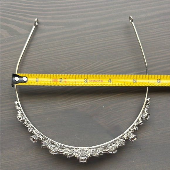 Silver Crystal Tiara with Floral Design - Picture 11 of 12